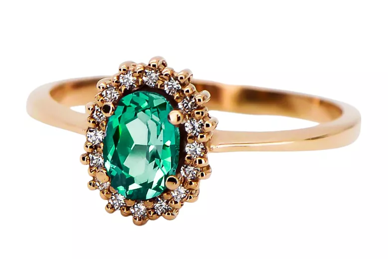 Vintage craft Ring Emerald Original Vintage 14K Rose Gold crc009r